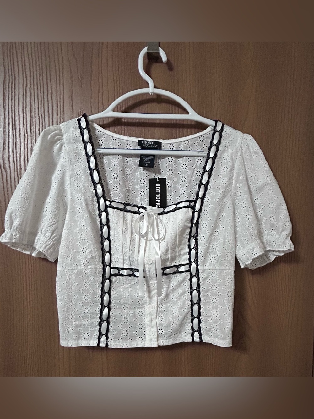 Thorn & Fable Lace Eyelet Crop Top